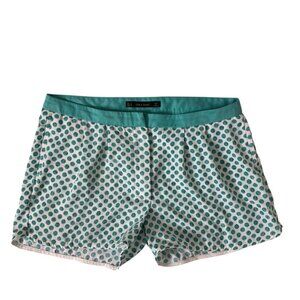 Zara Polka Dot Satin Shorts – Teal & White Retro Print Size M